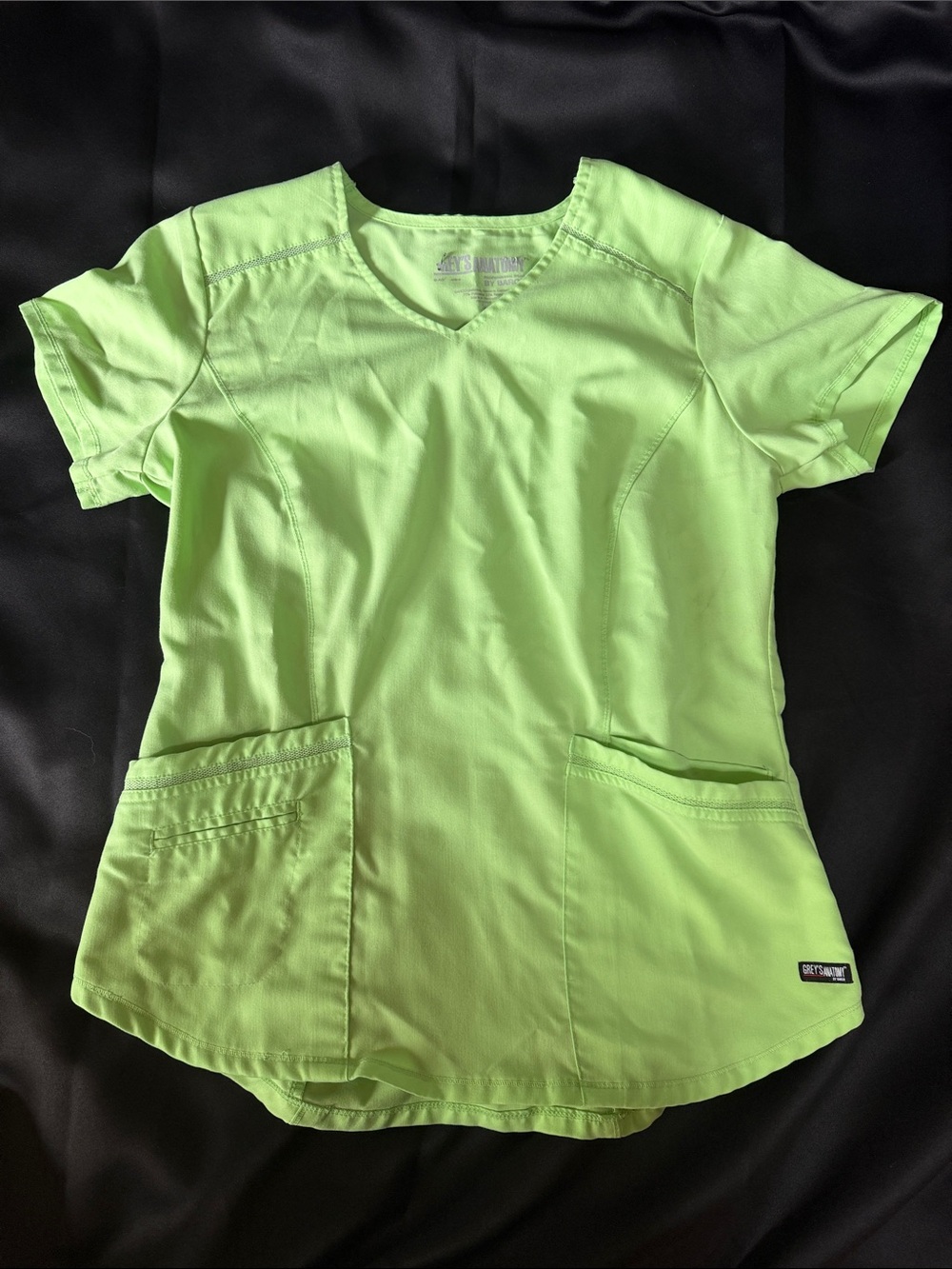 Grey's Anatomy Neon Lime V-Neck Scrub Top with Front Pockets